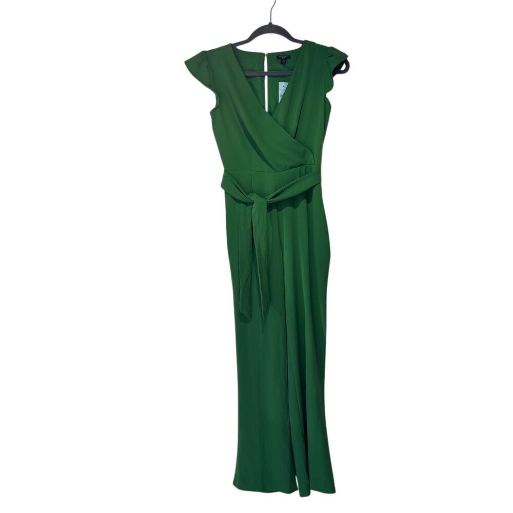 Ann Taylor Petite Green Jumpsuit Women's Size 00 Casual Flutter Sleeve